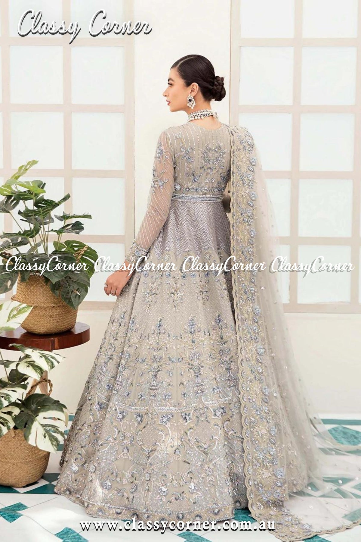 Silver Blue Wedding Dress - Classy Corner